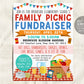 Family Picnic Fundraiser Flyer Editable Template, Spring Summer School Fundraiser Event, PTO PTA Church Sports Function Community Charity