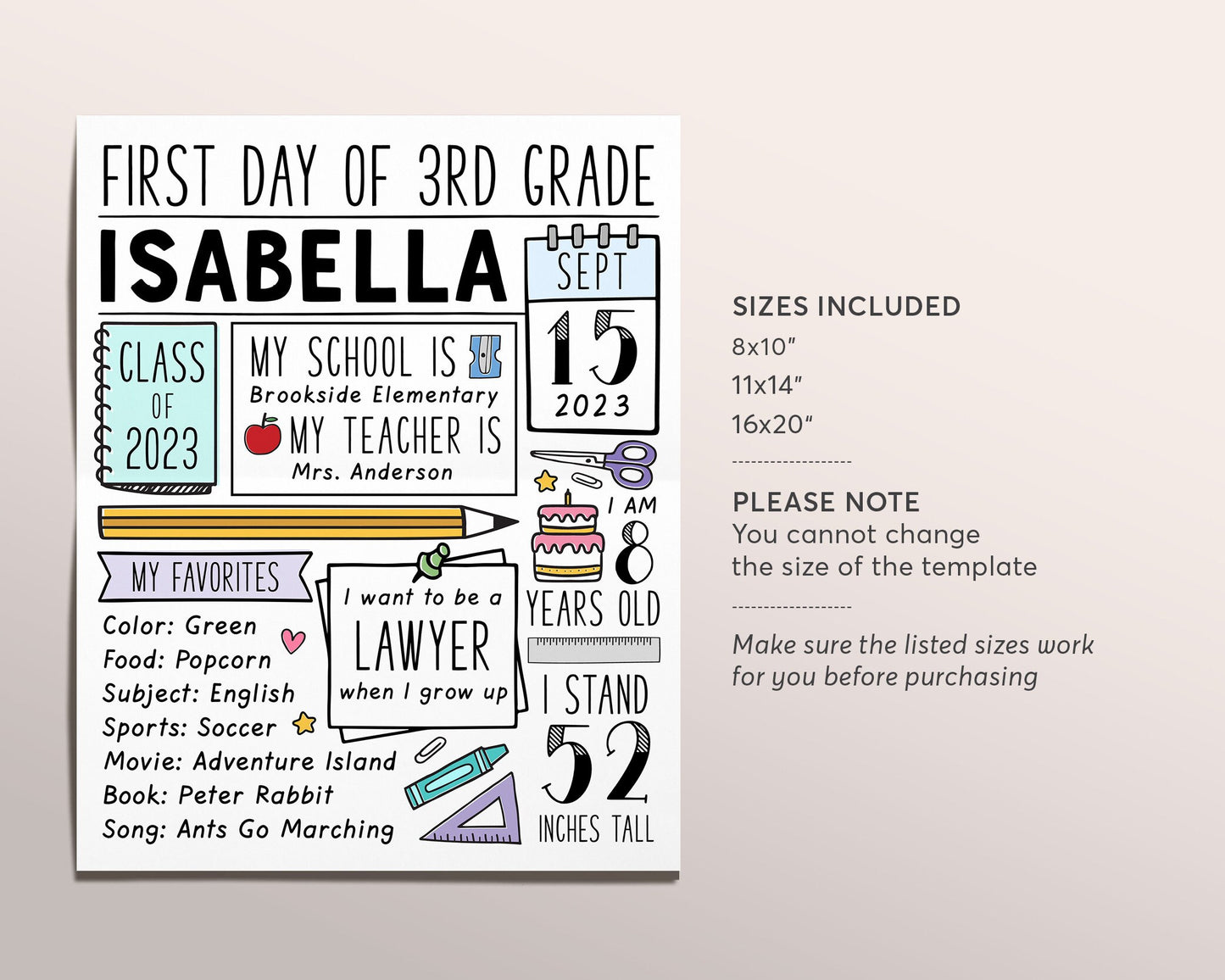 First Or Last Day Of School Sign Editable Template, First Day Of Preschool, 1st Day Of Kindergarten, 1st 2nd 3rd Grade, Back to School