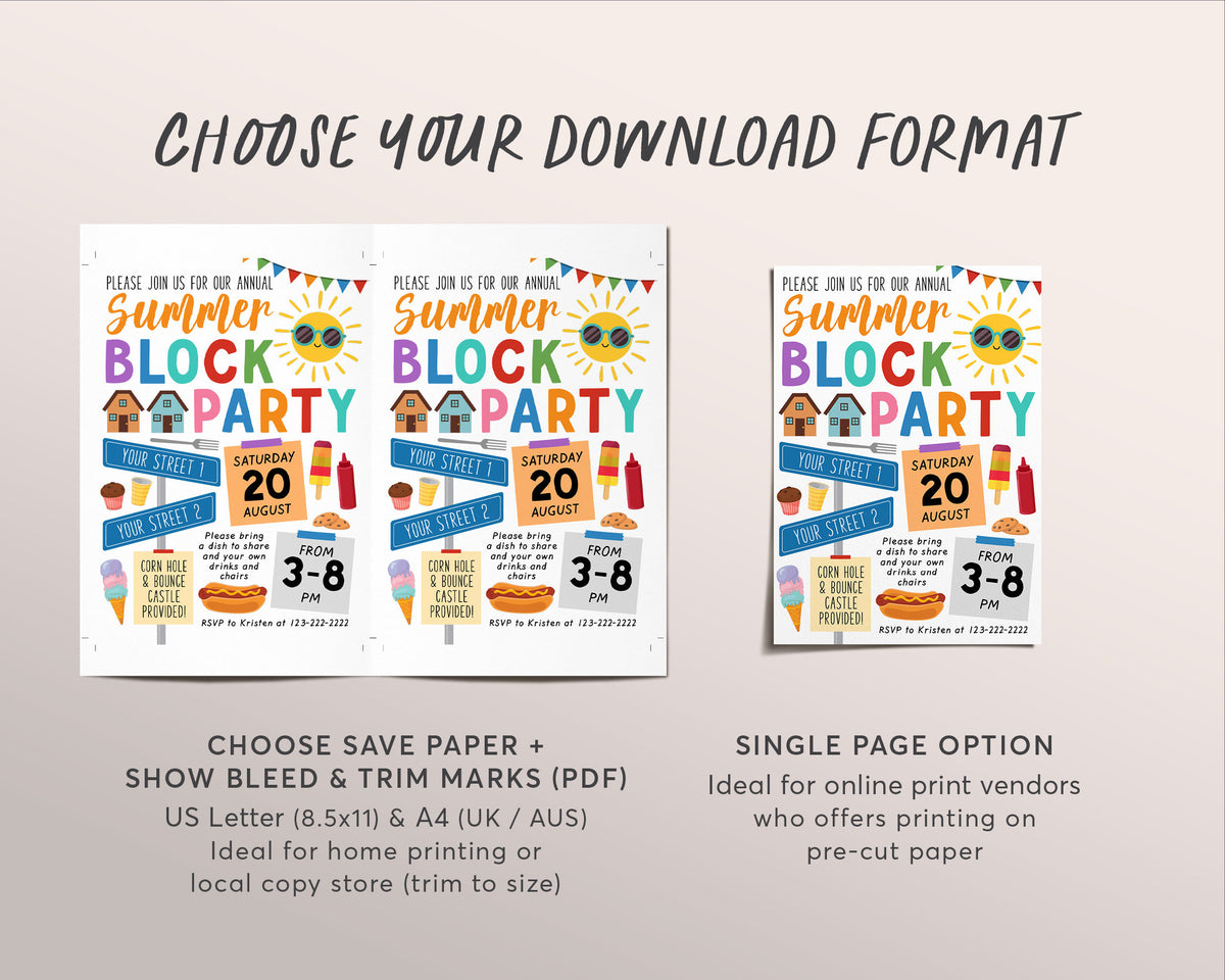 Block Party Invites Examples Summer Block Party Invitations Printable