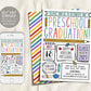 Preschool Graduation Ceremony BUNDLE Editable Template, Pre-K Kindergarten Class Graduation Certificate, Graduation Invitation Invite Evite