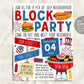 4th of July Neighborhood Block Party Invitation Editable Template, Independence Day Fourth of July Open House, BBQ Picnic Summer Party Flyer
