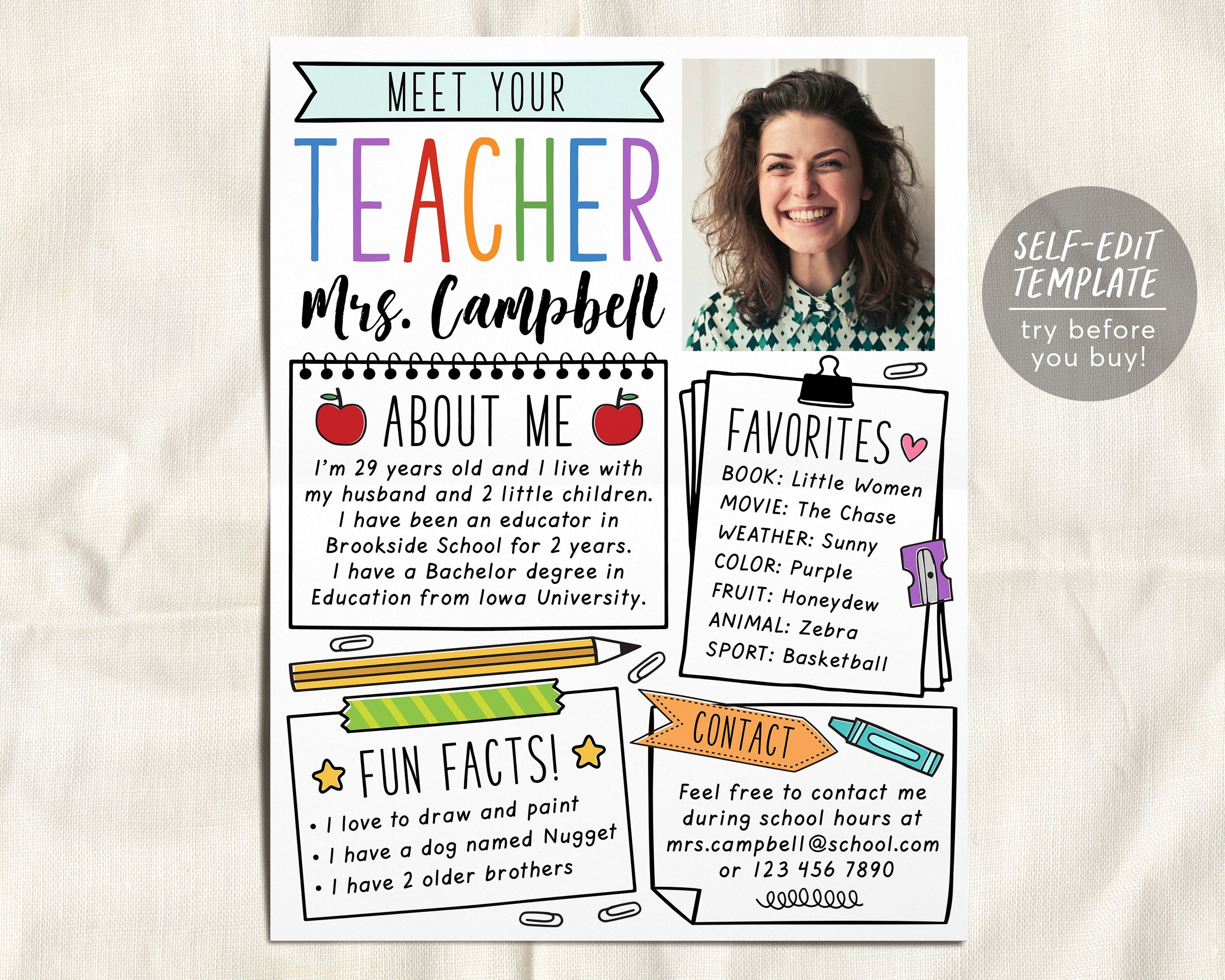 Meet The Teacher Editable Template, Back To School Letter Prin Meet The Teacher Editable Template, Back To School Letter Prin