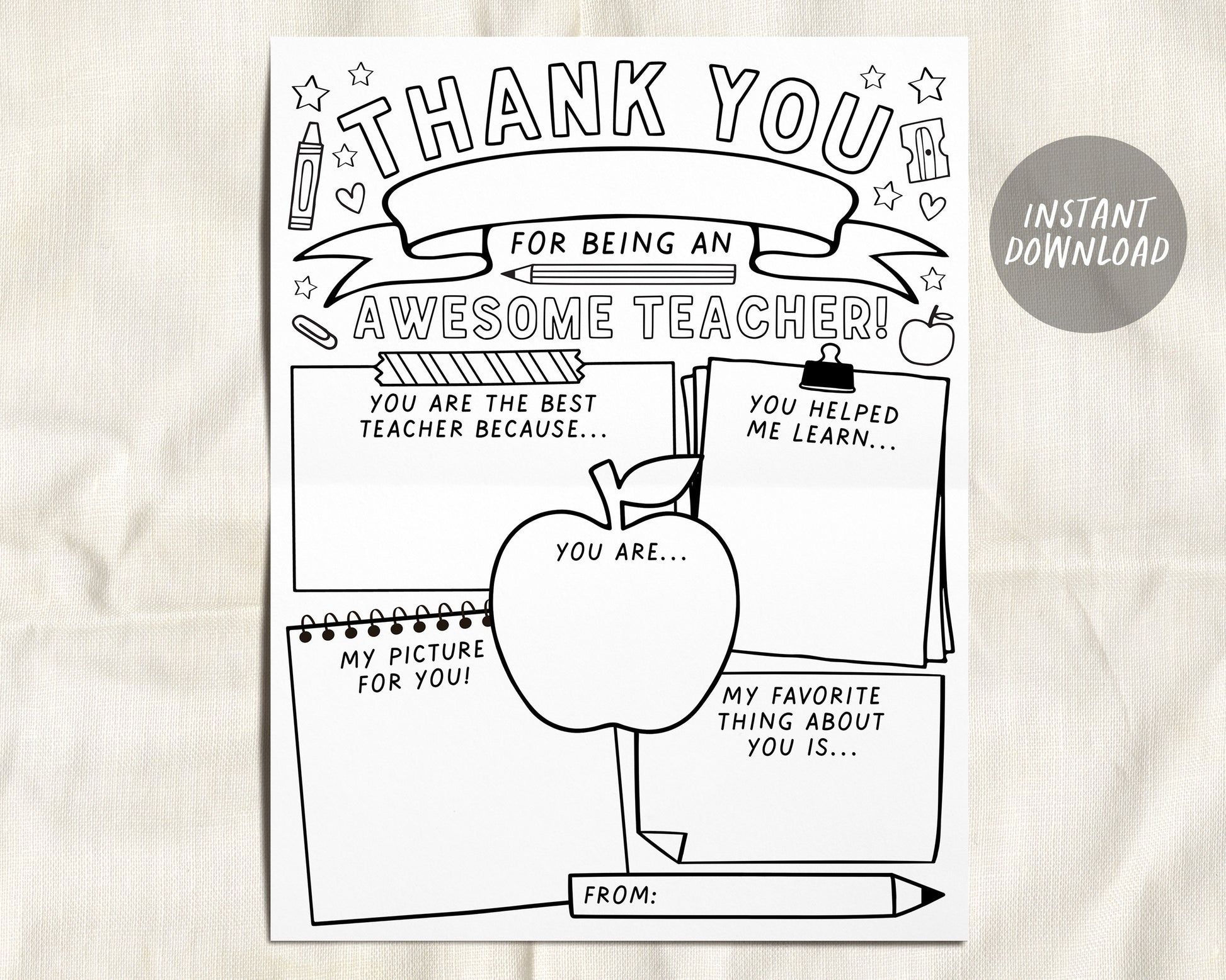 Thank You Teacher Coloring Pages For Kids
