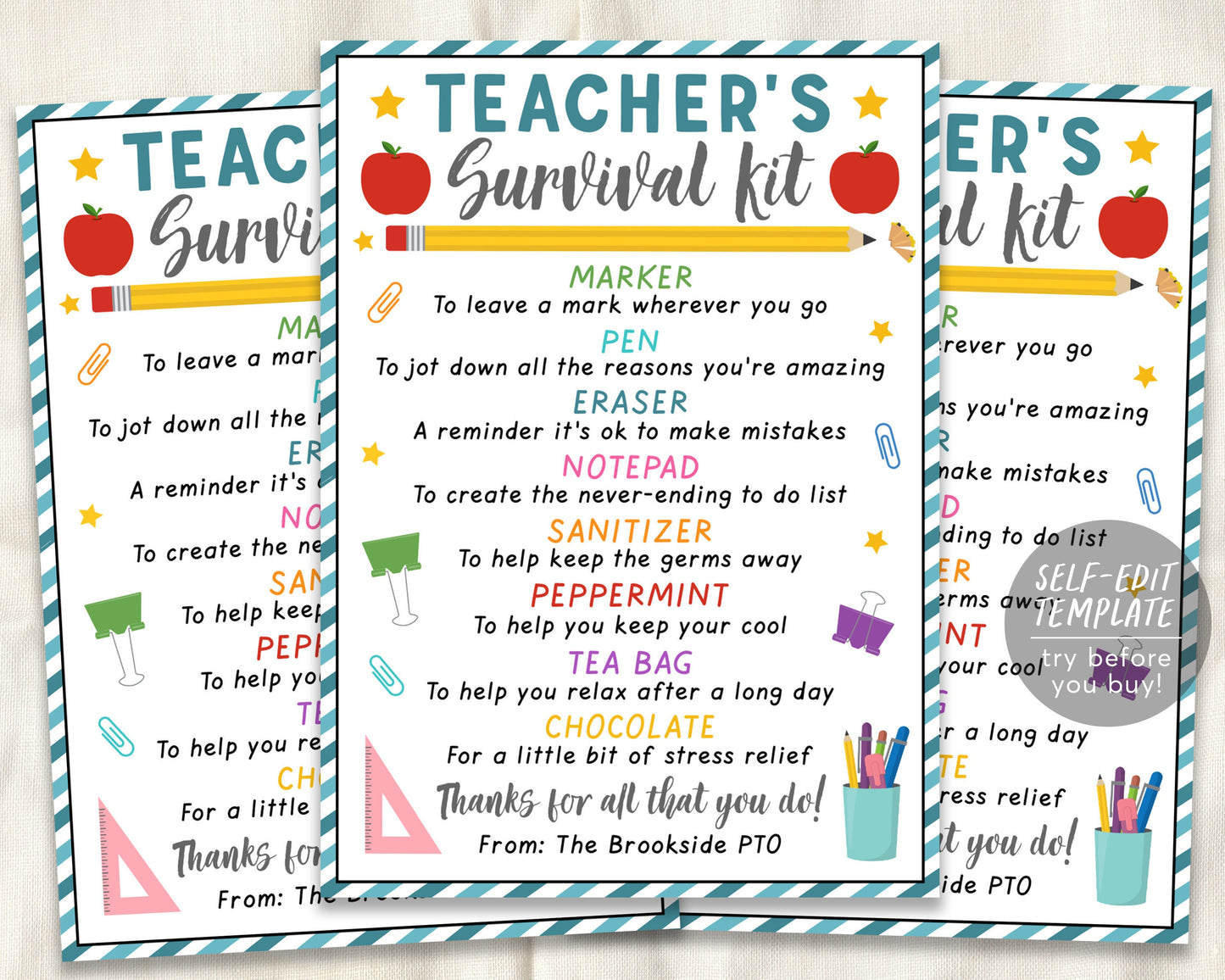 Teacher Survival Kit Gift Idea, Appreciation Week