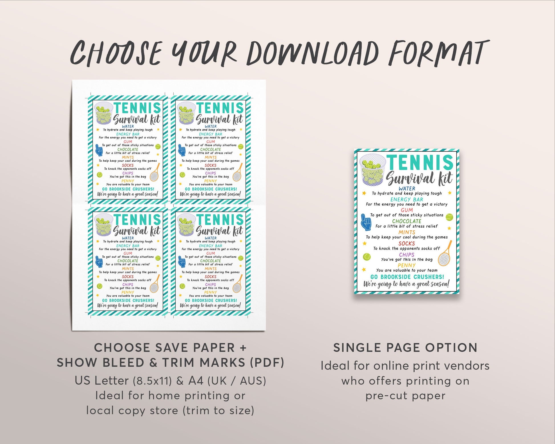 Tennis Survival Kit Gift Tags Editable Template, Tennis Player Team Gi –  Puff Paper Co