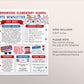 July PTO PTA Newsletter Flyer Editable Template, Summer 4th Of July Flyer Meeting Agenda Organizer Printable Handout, School Year Calendar