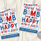 4th of July Gift Tag Editable Template, Patriotic Fourth Of July You're the Bomb Fireworks Tags, Teacher Staff Nurse Appreciation Thank You