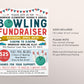 Bowling Fundraiser Flyer Editable Template, Family Bowling Night School PTA PTO Invite, Church Nonprofit Business Charity Benefit Event