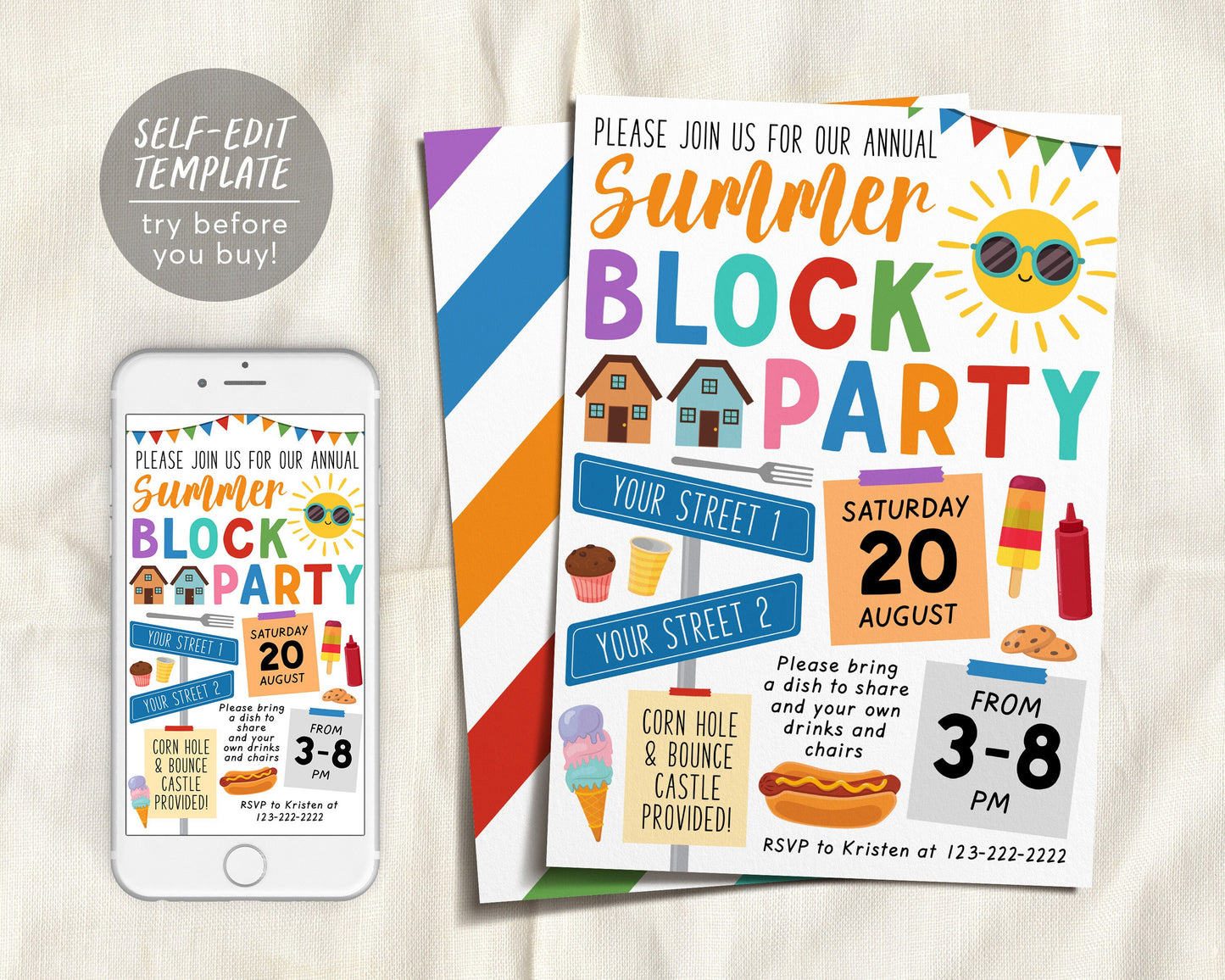 Block Party Invitation Editable Template, Summer Street Neighborhood B – Puff Paper Co block-party-invitation-editable-template-summer-street-neighborhood-b-puff-paper-co