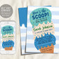 Ice Cream Baby Shower Invitation Editable Template, Here's the Scoop Baby Sprinkle Ice Cream Cone Invite, It's A Boy Blue Unisex Printable