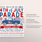 4th of July Car Parade Flyer Invitation Editable Template, Decorated Bike Truck Tractor Bicycle Tricycle Parade, Stars And Stripes