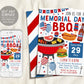 Memorial Day BBQ Invitation Editable Template, Patriotic Memorial Day Cookout Dinner Party Celebration Invite Printable, Backyard Barbecue
