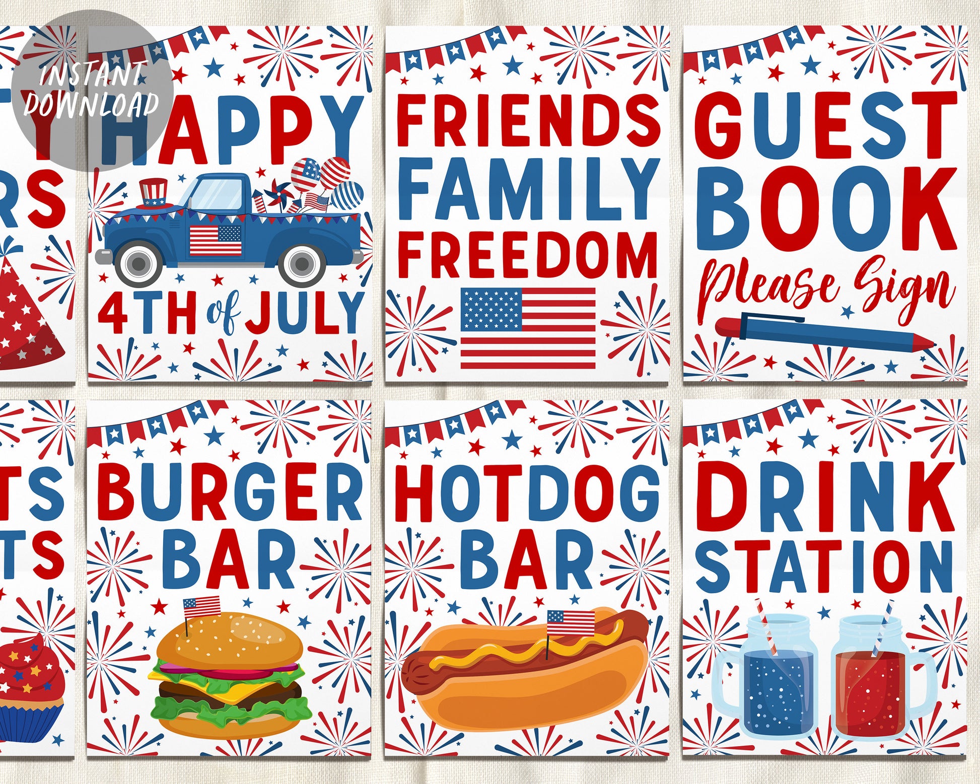 4th-of-july-party-signs-bundle-fourth-of-july-decorations-independen-puff-paper-co for Free Printable 4th Of July Signs 4th of July Party Signs BUNDLE, Fourth of July Decorations, Independen – Puff Paper Co for Free Printable 4th Of July Signs