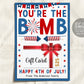 4th of July Gift Card Holder Editable Template, Fourth Of July Patriotic Gift Ideas, Teacher PTO PTA Babysitter Nurse Customer Appreciation