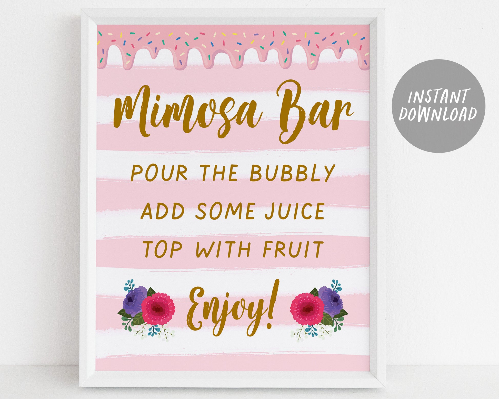 Colorful Flowers Mimosa Bar Sign - Bridal Shower Sign - Party Sign