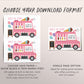 Ice Cream Truck Invitation Editable Template, Here's The Scoop Ice Cream Cart Birthday Party, Any Age Sweet One Summer Girl Blush Invite