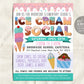 Ice Cream Social Flyer Editable Template, Teacher Appreciation Week, Summer Ice Cream Fundraiser Poster School, Church PTA PTO Printable