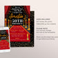 Red Carpet Birthday Invitation Editable Template, Adult VIP Hollywood Party Invite, Movie Star Glam Party, 50th 60th Birthday Gold Black Red