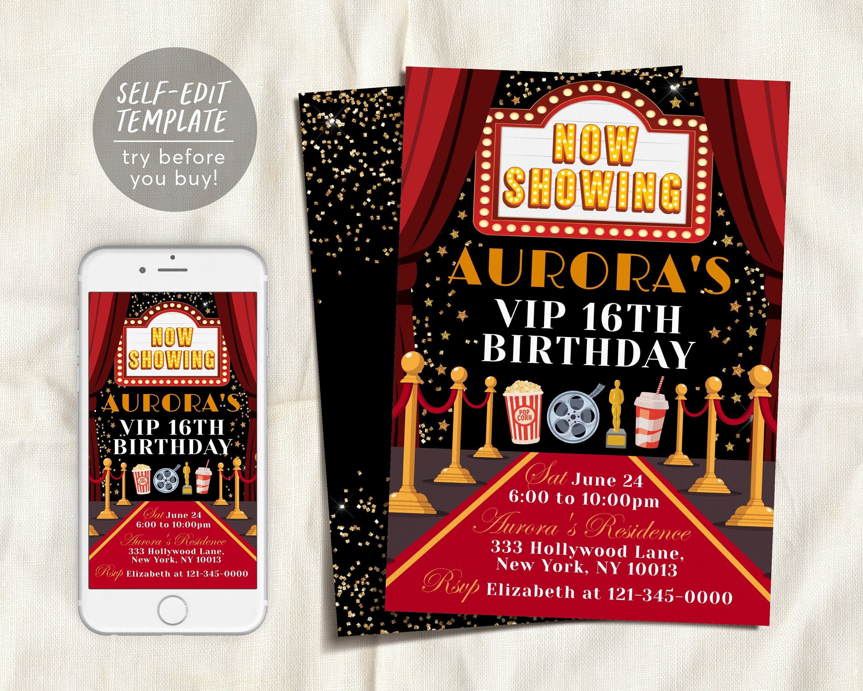 10th Movie Birthday Invitation Wording 10x Invites Personalised Movie