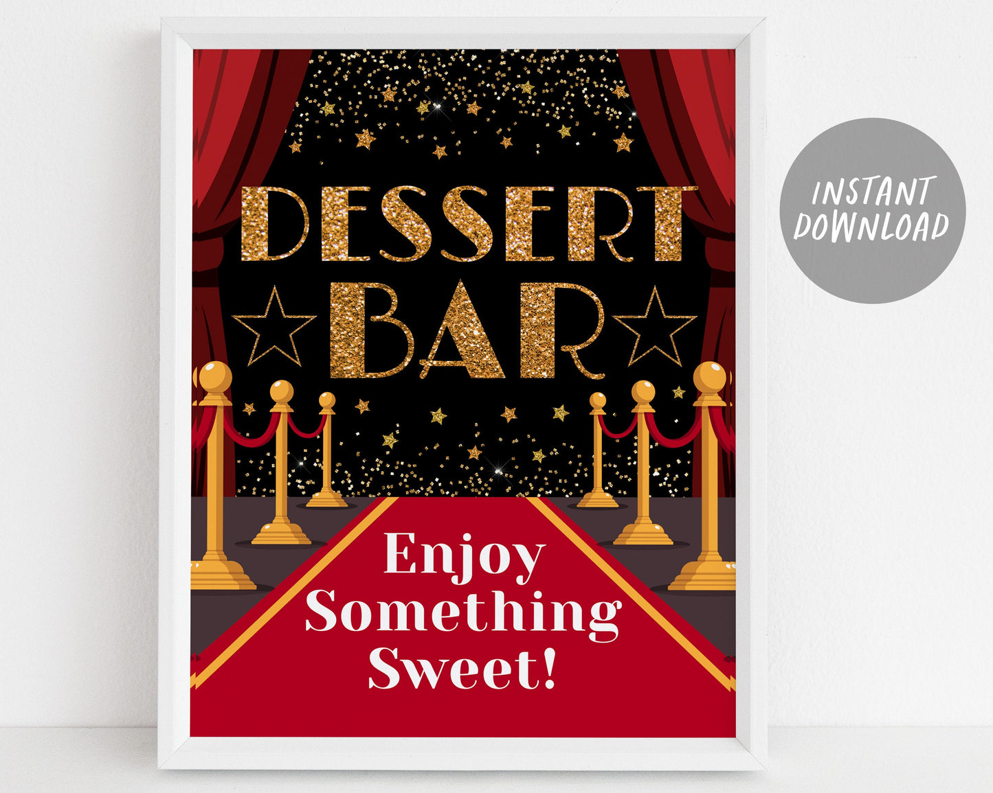 Red Carpet Birthday Baby Shower Prom Signs BUNDLE, Hollywood Theme VIP Access Food Dessert Bar Drinks Photo Booth Thank You Poster Printable