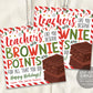 Chocolate Brownie Christmas Gift Tag Editable Template, Teachers Deserve Brownie Points, Holiday Treat Jar Mix Tag, Staff Xmas Appreciation