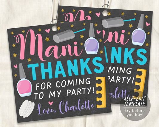 Mani Party Favor Tag Favor Tag Editable Template