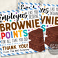 Employee Appreciation Gift Tags Editable Template, Employees Deserve Brownie Points Thank You Favor Tag, Office Staff Appreciation Week