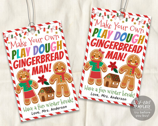 Make Your Own Play Dough Gingerbread Man Gift Tags Editable Template