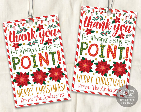 Christmas Poinsettia Gift Tags Editable Template