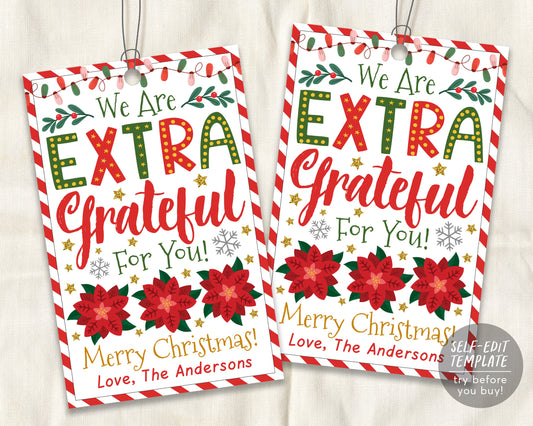 Christmas Thank You Gift Tags Editable Template