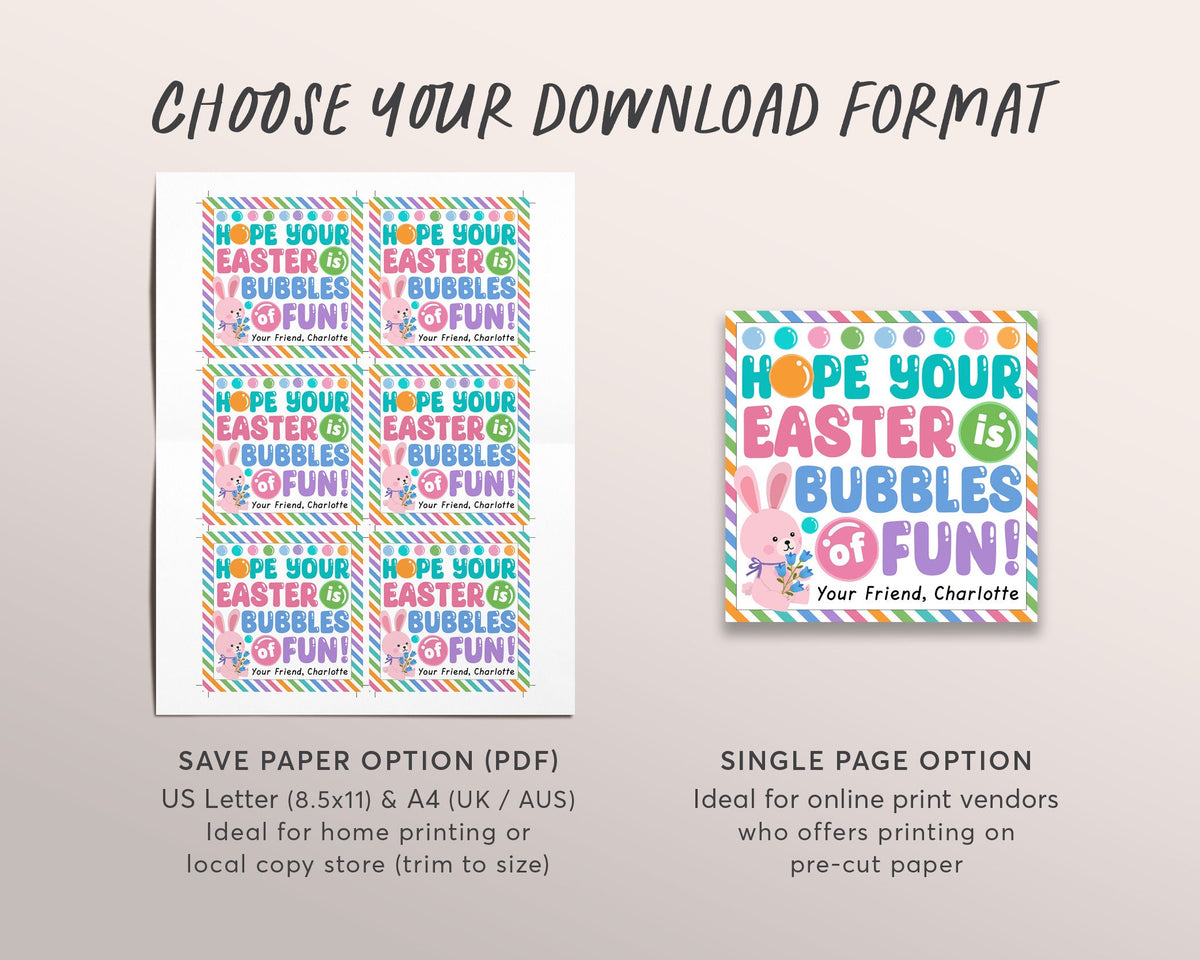 Easter Raffle Bubble Text Hope Your Easter Is Bubbles of Fun Favor Tags Editable Template, Sprin ...