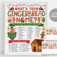 What's Your Gingerbread Name Game, Gingerbread Decorating Party Game With Name Tags And Sign Printable, Christmas Holiday Winter Activity