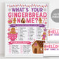 What's Your Gingerbread Name Game, Gingerbread Decorating Birthday Party Game With Name Tags And Sign Printable, Christmas Holiday Activity