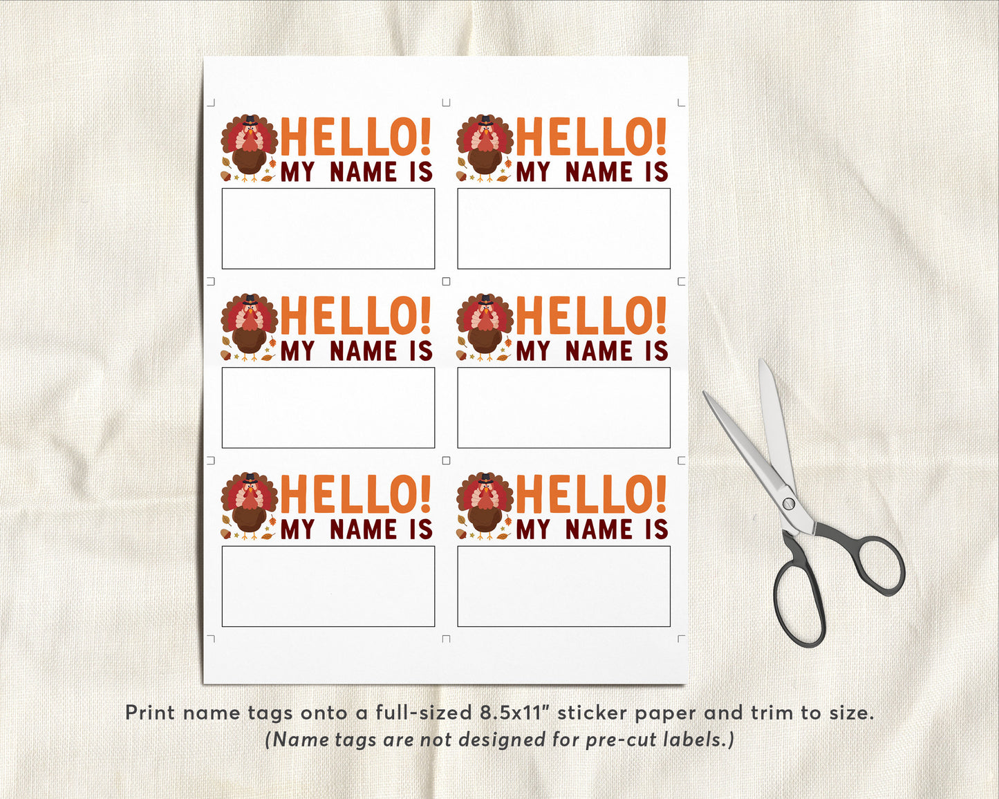 What's Your Turkey Name Game, Thanksgiving Dinner Game Activity With Name Tags And Sign, Family Fall Autumn Party Games, Holiday Kids Adult