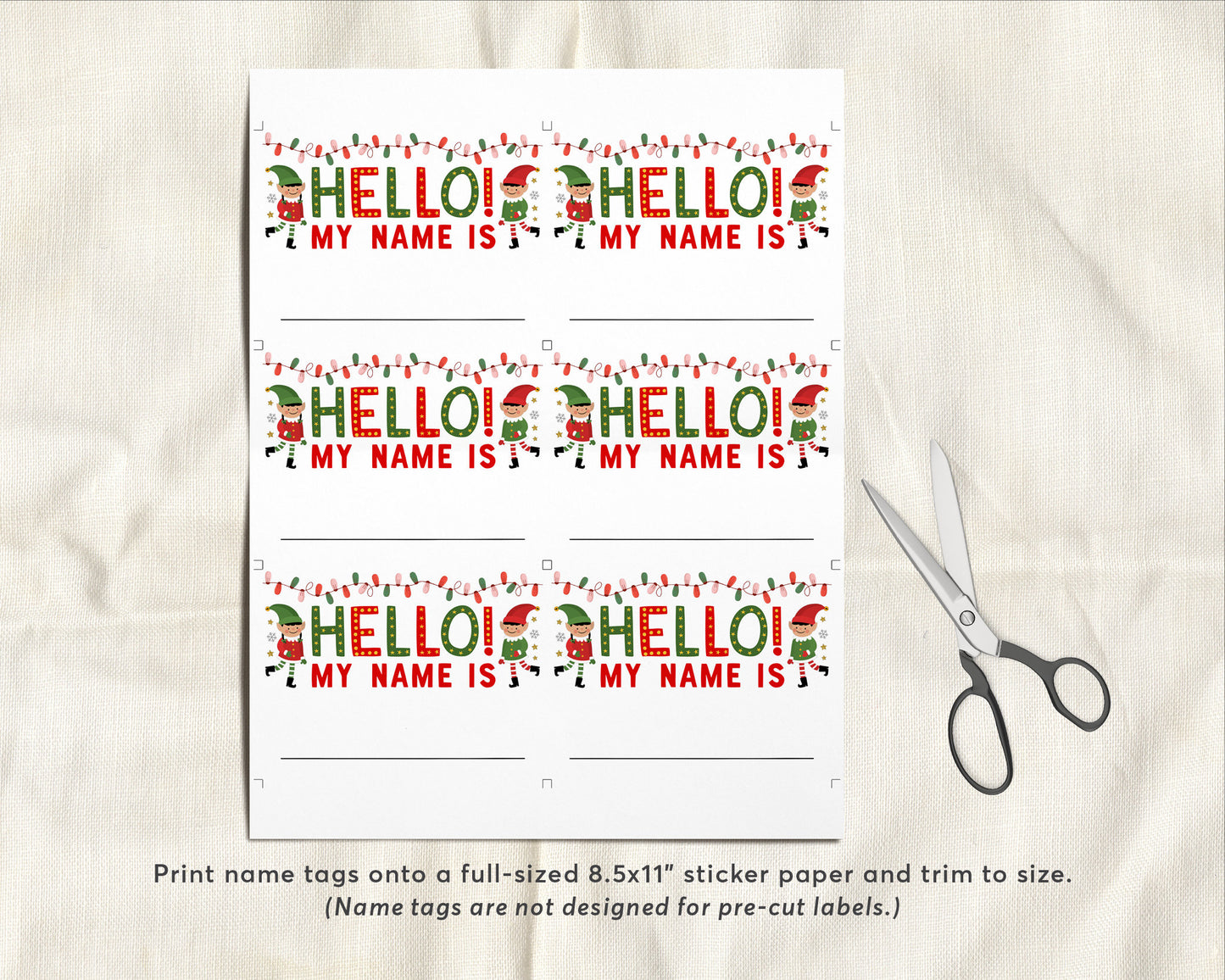 What's your Elf Name Game, Elves Christmas Party Activity Game With Name Tags Sign Printable, Christmas Eve Box Holiday Winter Activity Kids