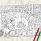 Christmas Coloring Page Set BUNDLE, Holiday Winter School Party Favor Activity Sheet Placemat Kids Adults, Preschool Kindergarten Classroom