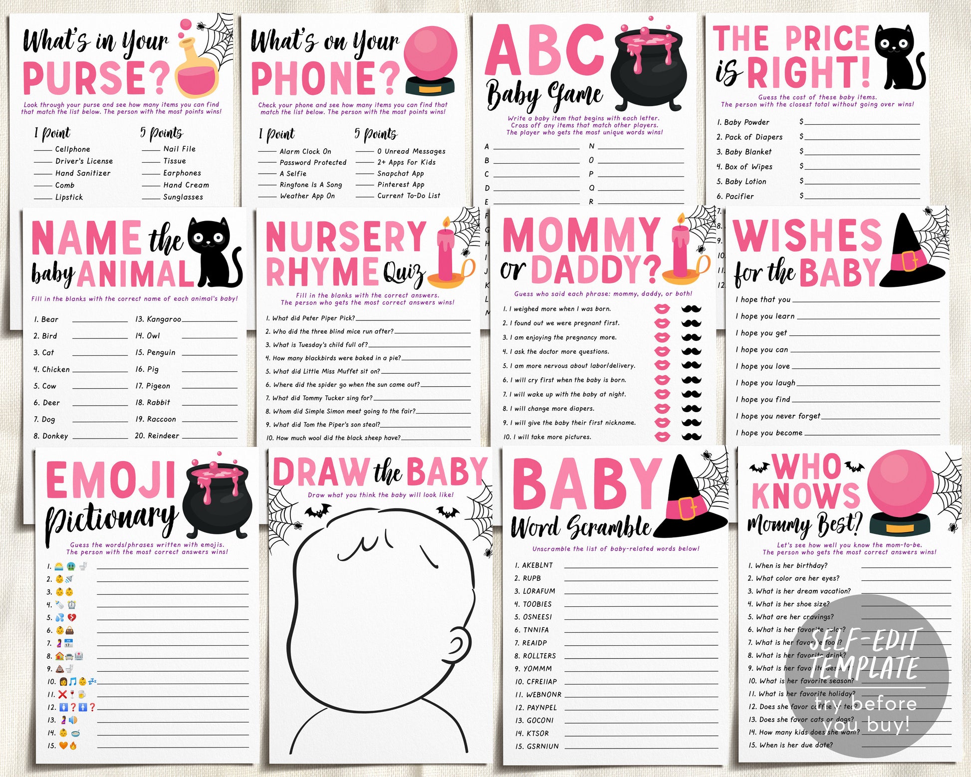 A Baby is Brewing Halloween Baby Shower Games Package Bundle Editable – Puff Paper Co a-baby-is-brewing-halloween-baby-shower-games-package-bundle-editable-puff-paper-co