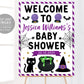 A Baby is Brewing Halloween Baby Shower Welcome Sign Editable Template, Purple Halloween Witch Theme Baby Sprinkle Party Poster Decor DIY