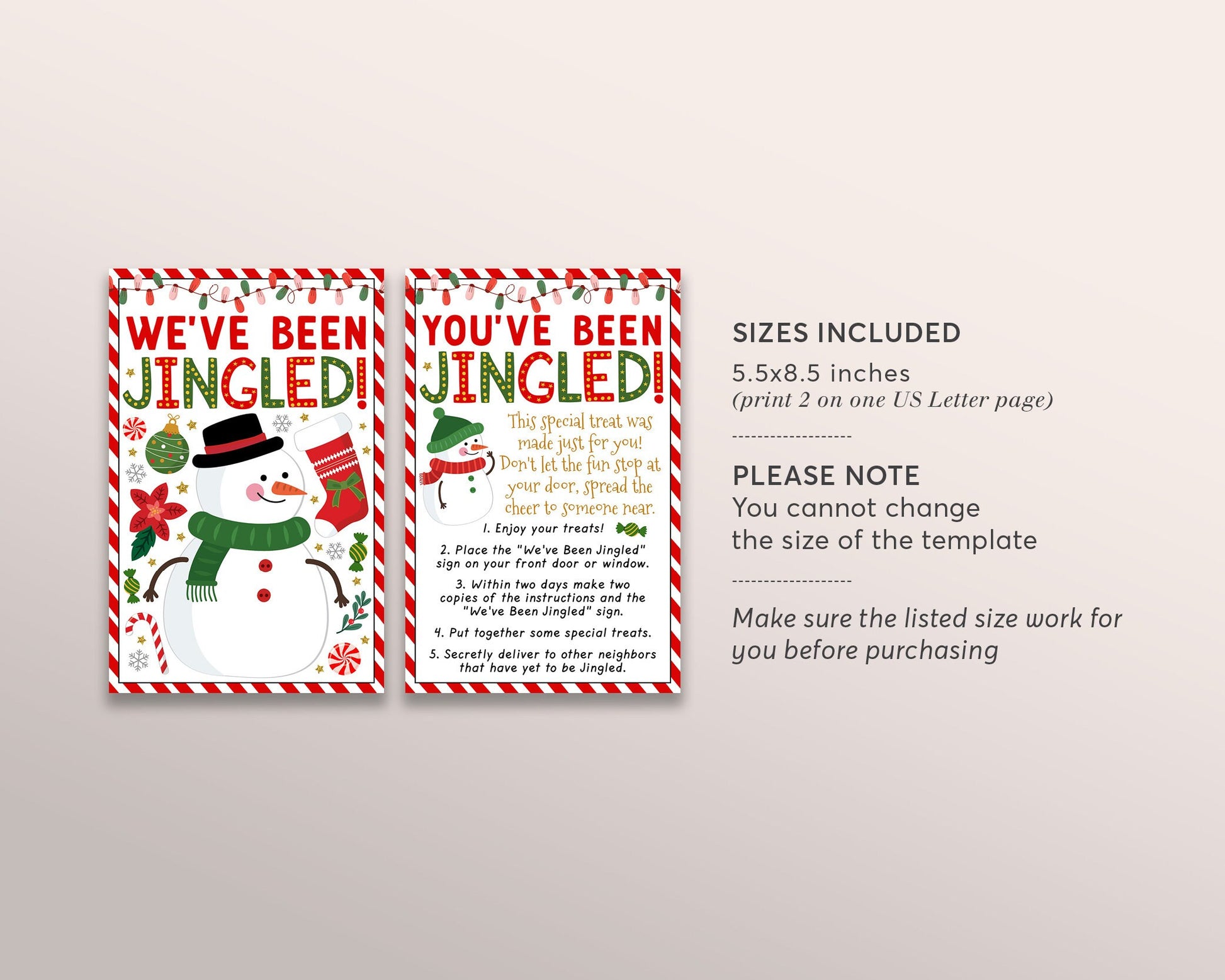 We've Been Ho Ho Ho'd Christmas Game Editable Template, I've Been Jingled  Labels Printable, Santa Sign Instructions, Holiday Party Games