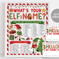 What's your Elf Name Game, Elves Christmas Party Activity Game With Name Tags Sign Printable, Christmas Eve Box Holiday Winter Activity Kids