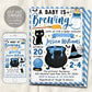A Baby is Brewing Baby Shower Invitation Editable Template, Blue Witch Themed Boy Halloween Baby Sprinkle Invite Evite DIY, A Little Boo