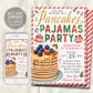 Pancakes And Pajamas Party Birthday Invitation Editable Template, Christmas Breakfast Party Invite, Breakfast with Santa Holiday PJs Brunch