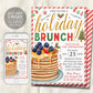 Holiday Brunch Invitation Editable Template, Christmas Breakfast Pancakes Party Invite For Family Teacher Staff Appreciation Evite Printable