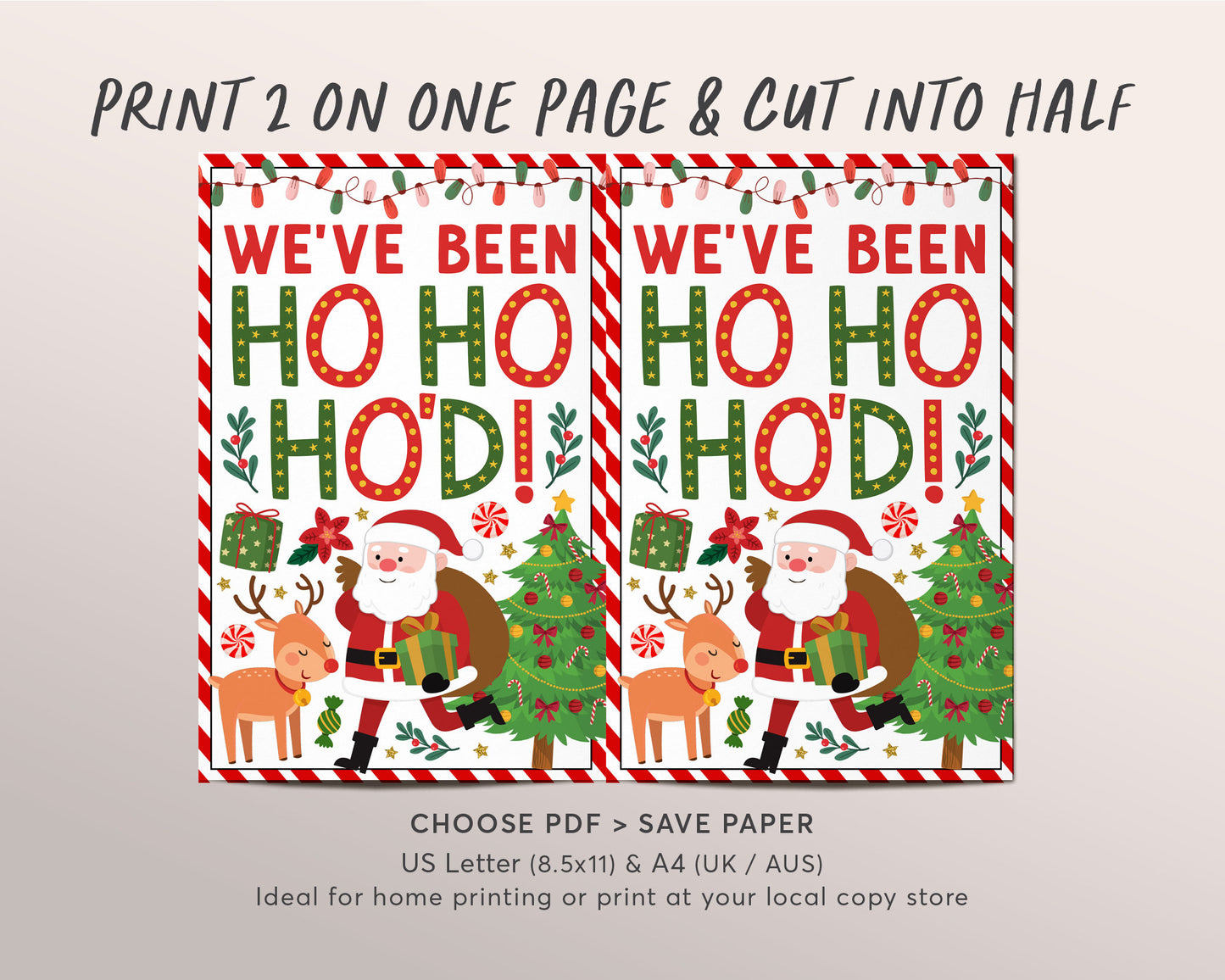 We've Been Ho Ho Ho'd Christmas Game Editable Template, I've Been Jingled Labels Printable, Santa Sign Instructions, Holiday Party Games