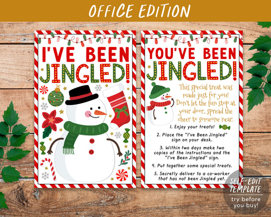 We've Been Jingled Coworker Game Editable Template, You've Been Jingled, Snowman Christmas Sign Instructions, Holiday Office Game Desktop