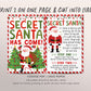 Secret Santa Christmas Game Editable Template, Secret Santa Gift Swap Activity for Neighborhood Neighbors Printable Santa Sign Instructions