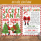 Secret Santa Coworker Office Christmas Game Editable Template, Santa Gift Swap Activity For Company Staff Printable Santa Sign Instructions