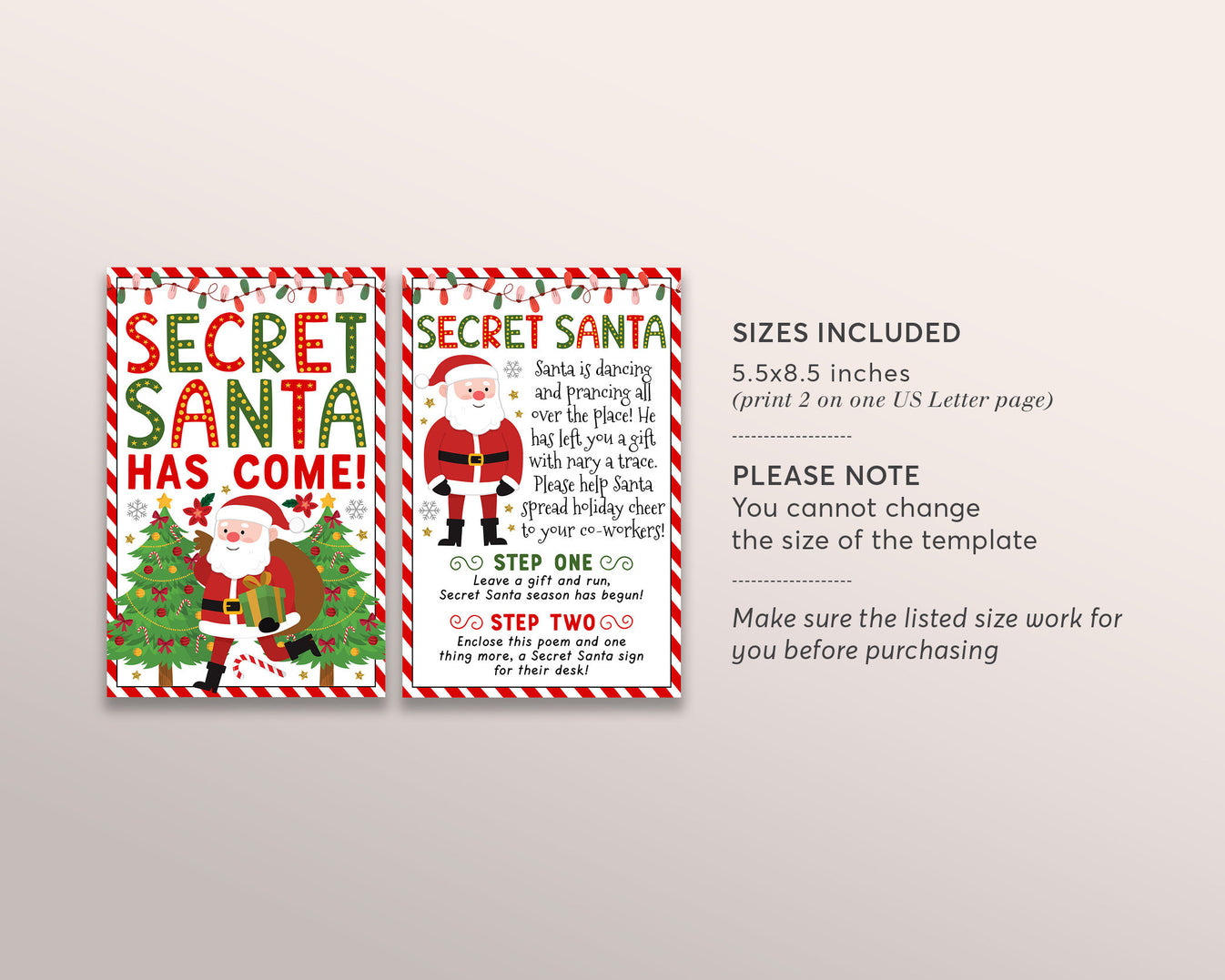 Secret Santa Coworker Office Christmas Game Editable Template, Santa G ...