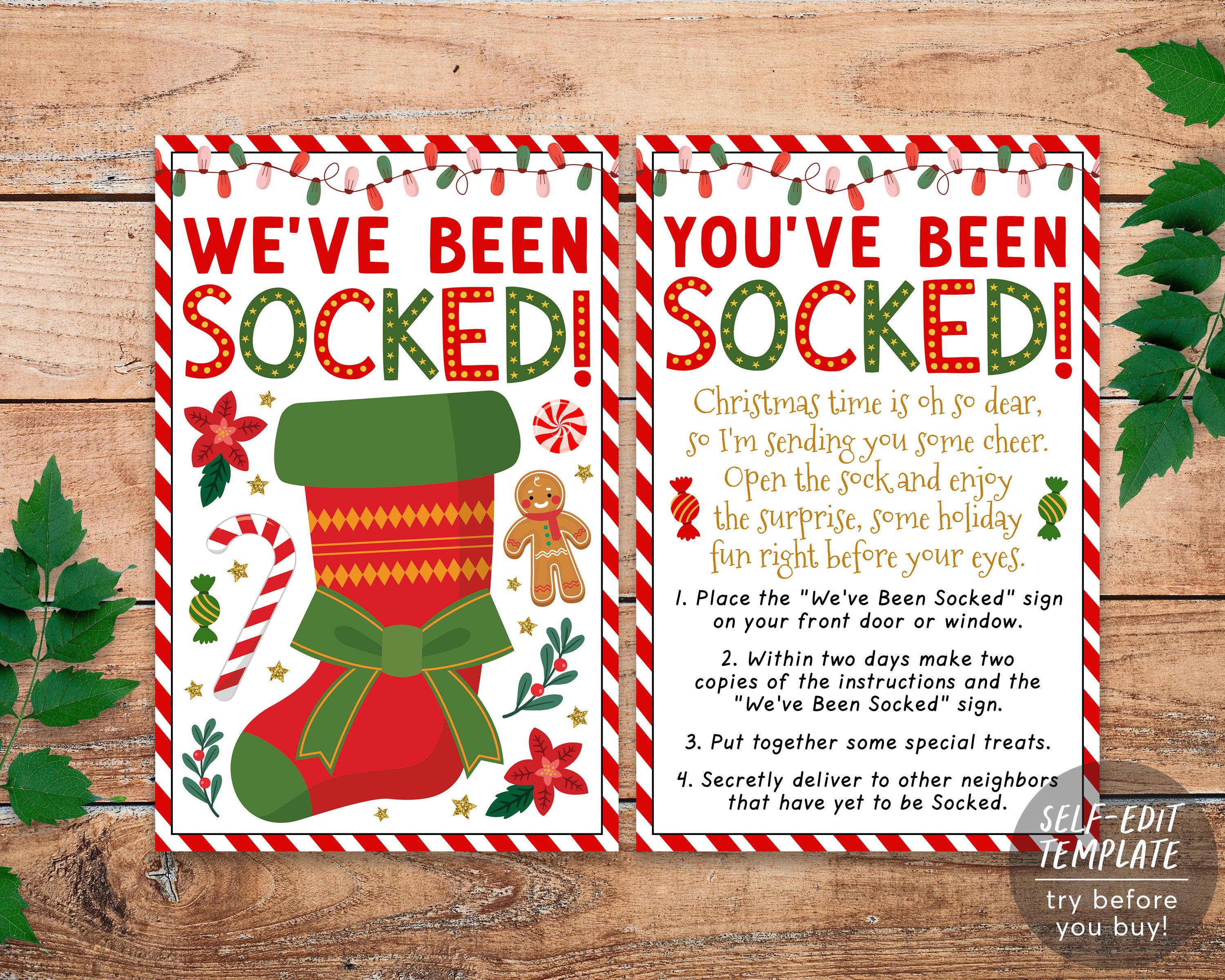 We've Been Socked Christmas Game Editable Template, You've Been Elfed ...