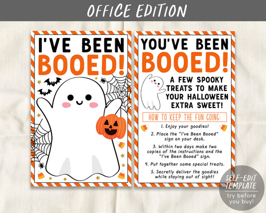 I've Been Booed Coworker Game Editable Template, You've Been Booed Work, Halloween Office Tradition Sign Instructions, Gifts For Co Workers